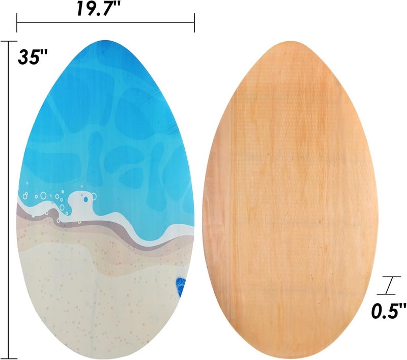 Seething 35 Inch Skimboard with High Gloss Coat Wood Skim Board for Beginners,Kids, Teenagers, Adults and All Skimming - Image 2